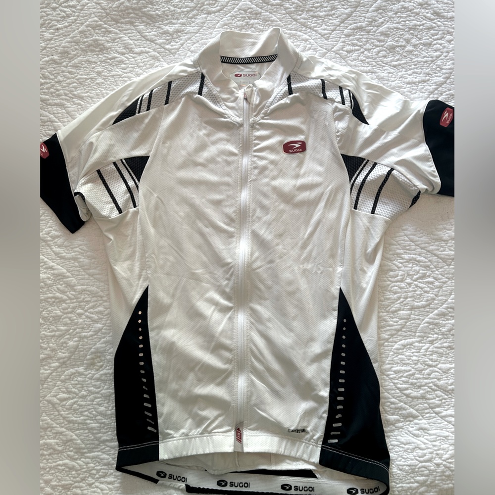 Sugoi White Biking Cycling Jersey Shirt, M